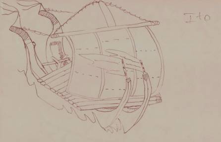 Dessin © 2005 Ito Carbayol Pirogue double à voile